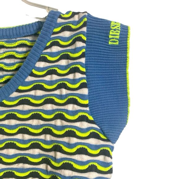 Y2K Diesel Sweater Vest Sz S Made In Italy Sleeveless Knit V-Neck Streetwear - Picture 6 of 10